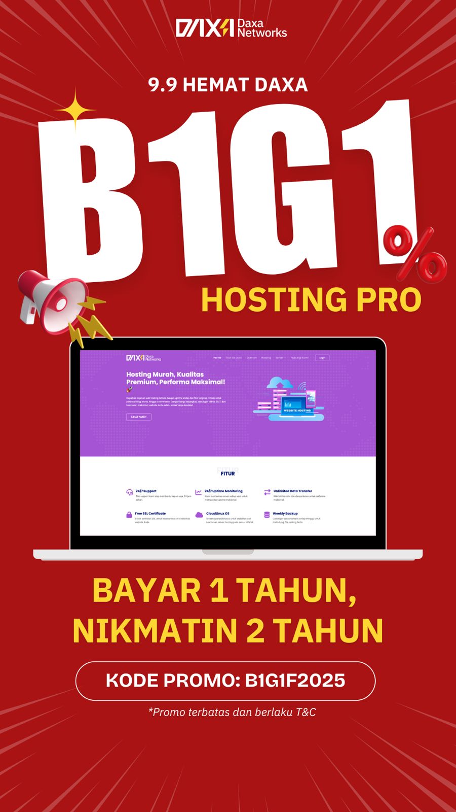 Promo 9.9 Daxa B1G1 Hosting PRO